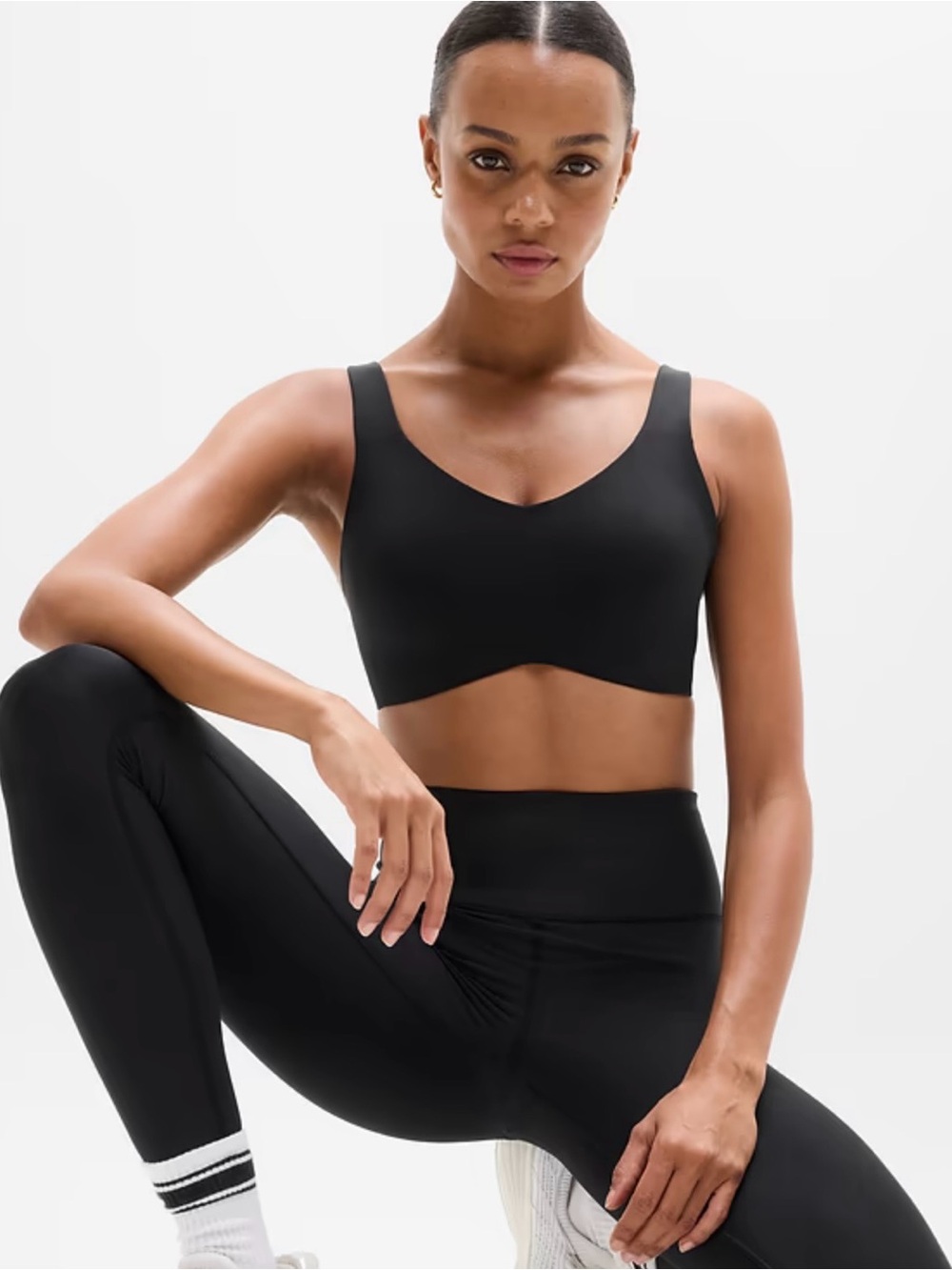 Athleta Stride Rite Black Sports Bra 36DD